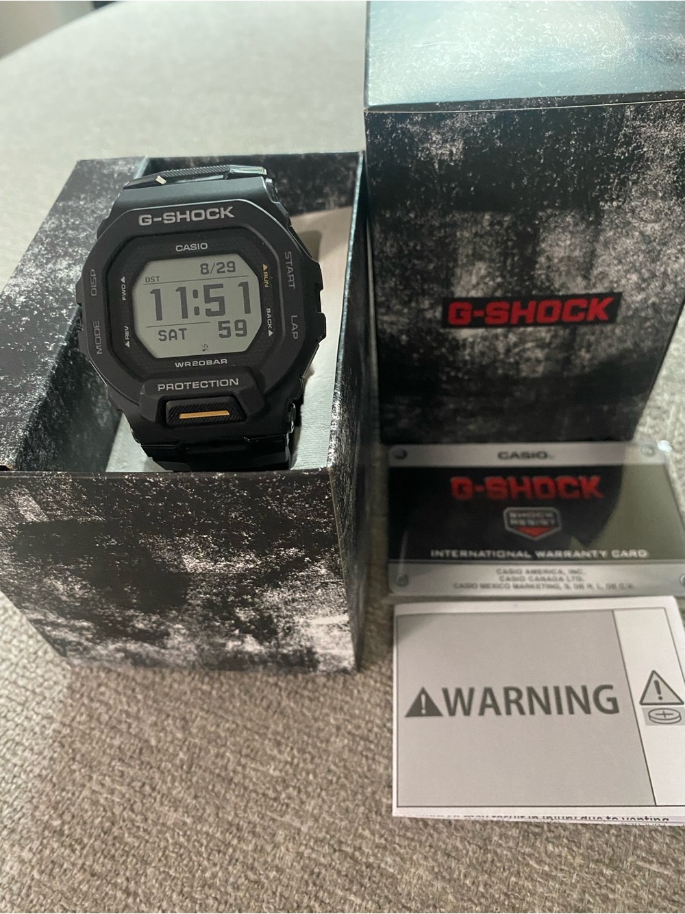G-Shock Black Digital Rugged Sport Watch with Gray Dial Accents Bluetooth